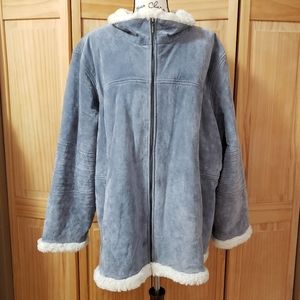 Vintage OutBrook Dusty Blue Leather Suede Jacket